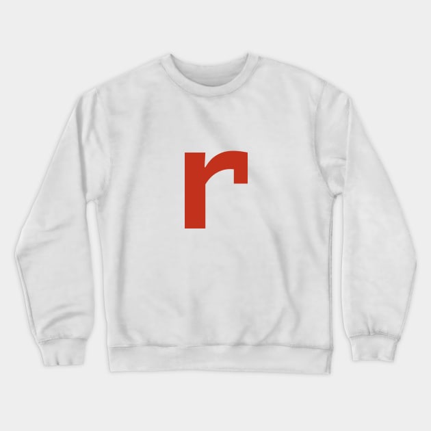 Letter r in Red Text Minimal Typography Crewneck Sweatshirt by ellenhenryart